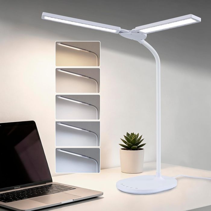 G Keni LED Desk Lamp with Dual Head Adjustable Design