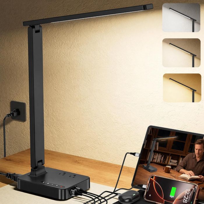 COZOO LED Desk Lamp with 3 USB Ports and AC Outlets